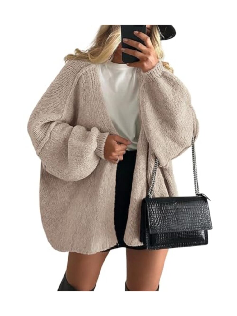 Oversized Open Front Knit Cardigan Sweater – Slouchy Long Sleeve Fall Layer